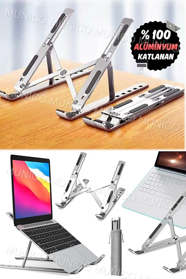 Munico Mac air pro aluminum case laptop stand compatible with tablet and phone with folding bag