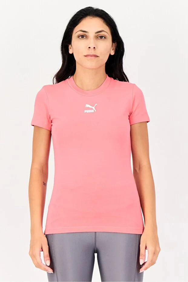 Puma Women Slim Fit Brand Logo Outdoor T-Shirt, Pink